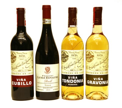 Lot 265 - Assorted Italian and Spanish: Luigi Einaudi, Barolo, Terlo, 2012, one bottle and 3 various others