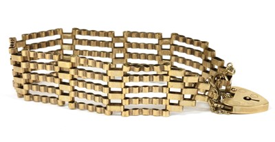 Lot 114 - A 9ct gold five row gate bracelet