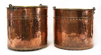 Lot 291 - A pair of copper fireside buckets