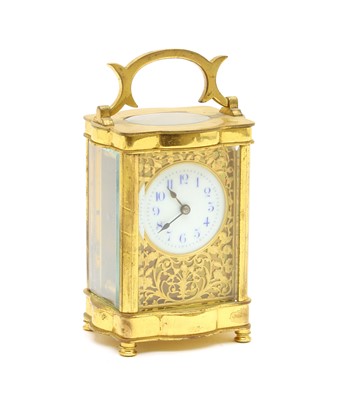 Lot 226 - A French brass carriage clock