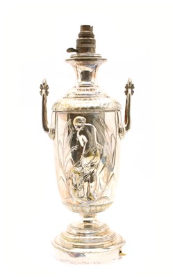 Lot 95A - An Art Nouveau silver plated table lamp