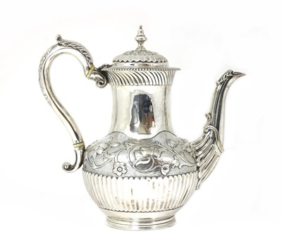 Lot 42 - A Victorian silver coffee pot
