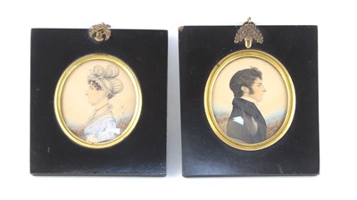 Lot 295 - A pair of watercolour miniatures on paper