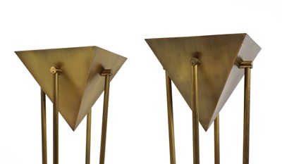 Lot 130 - A pair of Art Deco-style brass uplighters