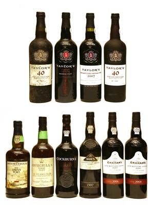 Lot 321 - Assorted Port to include: Taylors, 40 Year Old Tawny Port, two bottles and eight various others