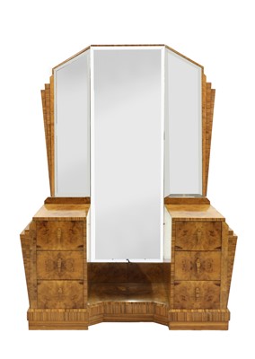 Lot 119 - An Art Deco burr maple and walnut dressing table