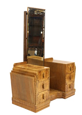 Lot 119 - An Art Deco burr maple and walnut dressing table