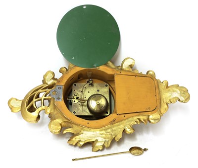 Lot 53 - A Swedish giltwood cased wall clock in the rococo manner