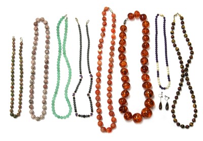 Lot 428 - A quantity of hardstone bead necklaces