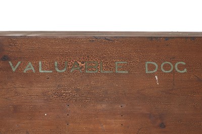 Lot 262 - A painted pine dog box inscribed 'Valuable Dog'