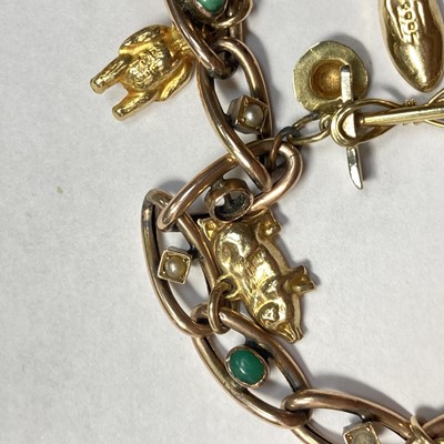 Lot 3 - A late Victorian gold turquoise and split pearl curb bracelet