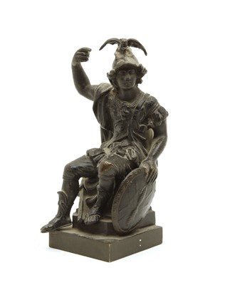 Lot 210 - A bronze figure of a seated Roman soldier