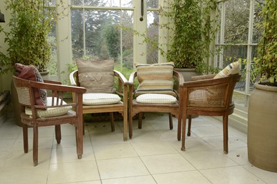 Lot 2 - Four similar teak conservatory chairs
