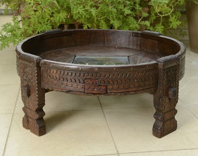 Lot 8 - A rustic hardwood low coffee table