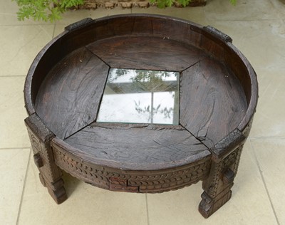Lot 8 - A rustic hardwood low coffee table