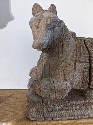 Lot 14 - A carved teak figure of the Nandi Bull