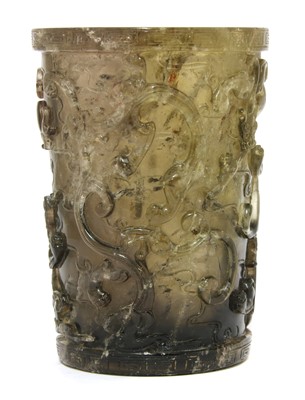 Lot 196 - A Chinese smoky quartz brush pot