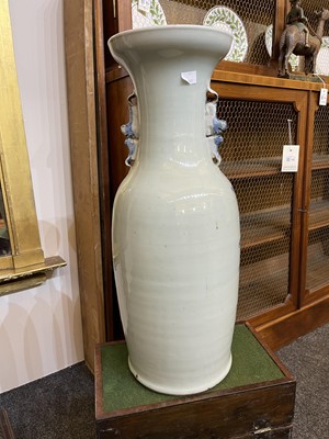 Lot 102 - A near pair of celadon-glazed vases