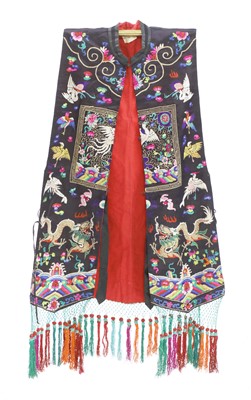 Lot 240 - A Chinese embroidered silk vest xiapei