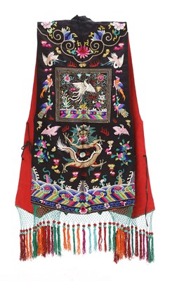 Lot 240 - A Chinese embroidered silk vest xiapei