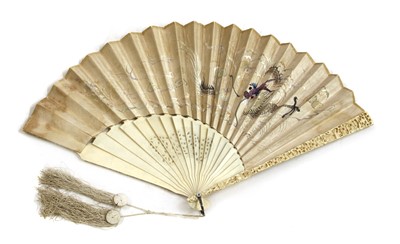 Lot 228 - A Chinese Canton ivory brisé fan