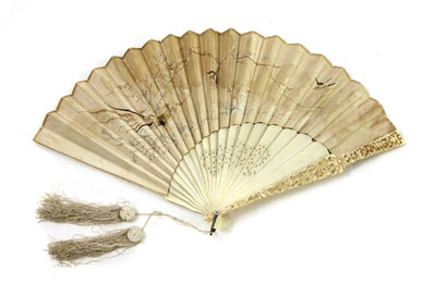 Lot 228 - A Chinese Canton ivory brisé fan