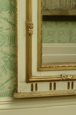 Lot 45 - A large cream and gilt trumeau wall mirror