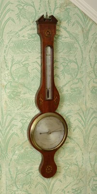Lot 25 - A George III mahogany and inlaid banjo barometer