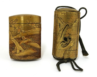 Lot 309 - Two Japanese gilt lacquered inros