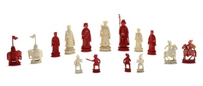Lot 146 - A Chinese ivory part chess set