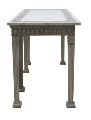 Lot 101 - A pair of contemporary marble-topped console tables