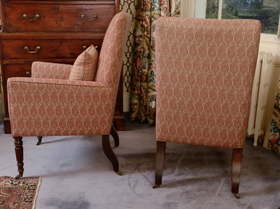 Lot 272 - A pair of William IV-style mahogany armchairs