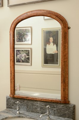 Lot 297 - A Victorian burr walnut mirror