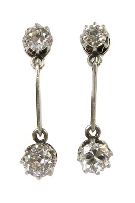 Lot 2 - A pair of early 20th century diamond drop earrings