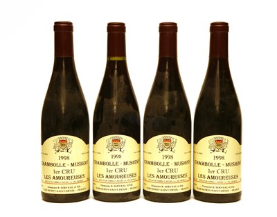 Lot 60 - Chambolle-Musigny, 1er Cru, Les Amoureuses, Domaine B. Serveau et Fils, 1998, four bottles