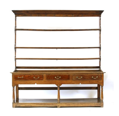 Lot 444 - An 18th century oak and mahogany dresser