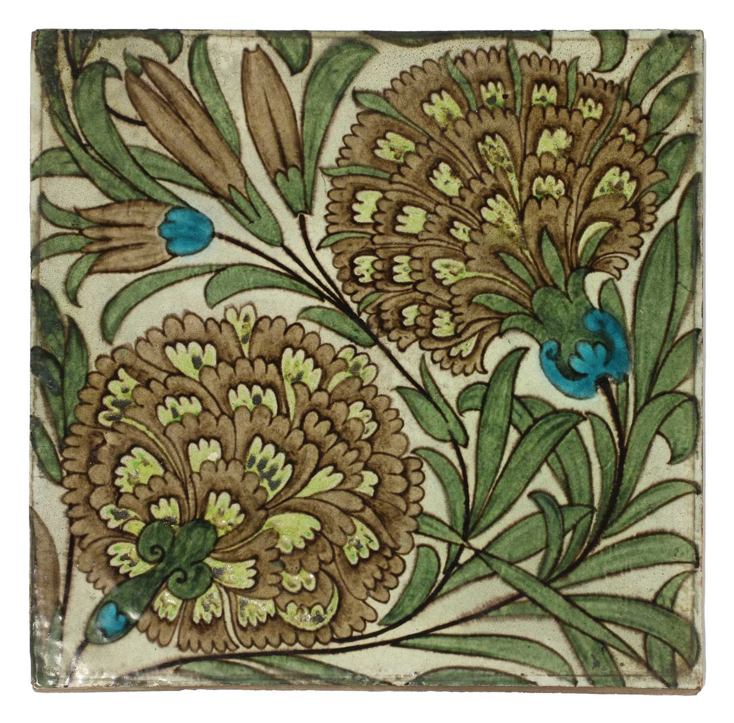 Lot 35 - A William De Morgan 'Persian Flowers' pattern tile
