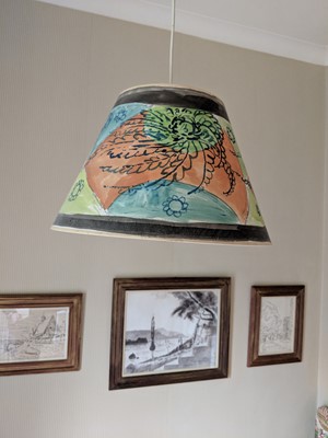 Lot 293 - Two hand-painted light shades