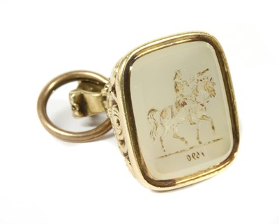 Lot 256 - A Victorian gold chalcedony seal fob