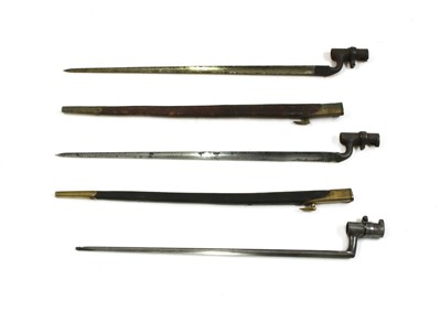 Lot 803 - Two Martini Henry rifle bayonets with scabbards