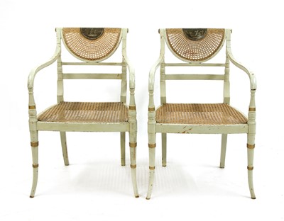 Lot 89 - A pair of painted neoclassical salon chairs