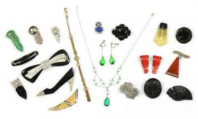 Lot 57 - A collection of Art Deco and later costume jewellery