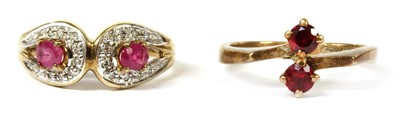 Lot 363 - A 9ct gold ruby and diamond ring