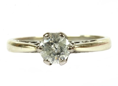 Lot 221 - A white gold single stone diamond ring