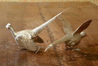 Lot 239 - A pair of Elizabeth II silver models of pheasants