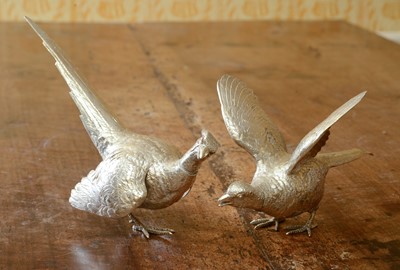 Lot 239 - A pair of Elizabeth II silver models of pheasants