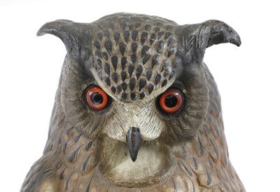 Lot 229 - A large painted terracotta model of a long-eared owl