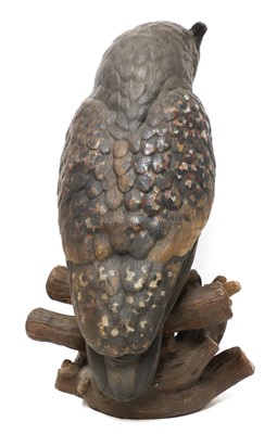 Lot 229 - A large painted terracotta model of a long-eared owl