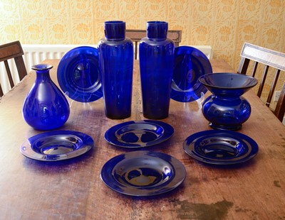 Lot 238 - A collection of blue glass pieces