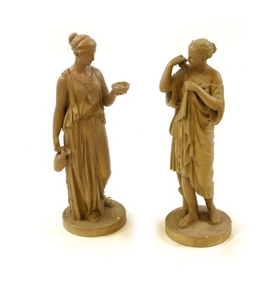 Lot 99 - A pair of painted plaster neo-classical figures